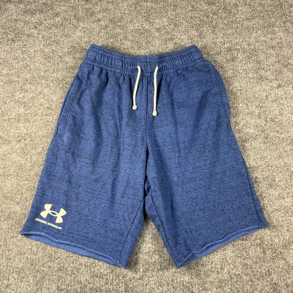 Under Armour Men's  Terry 10" Loose Fit Gym Shorts Blue M Medium - Picture 1 of 4